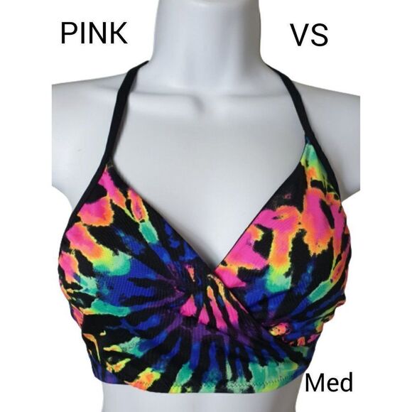 PINK VS Ultimate Sports Bra XS Low Mid Impact T-Back Sports Bra Medium - Picture 1 of 7